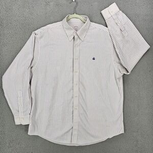 Brooks Brothers Dress Shirt Mens XL Purple Stripe Non Iron‎ Cotton Button Down